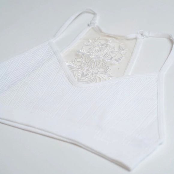 - Boho Chic Tattoo Illusion Ribbed Deep V Bralette Bra Crop Yoga Bitch NWT - Picture 7 of 14